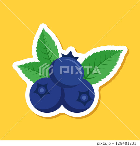 Blueberry fruit paper sticker icon in flat style. Bilberry vector illustration on isolated background. Sweet berry sign business concept. Blueberry fruit paper sticker icon in flat style. Bilberry vector illustration on isolated background. Sweet berry sign business concept. 128481233