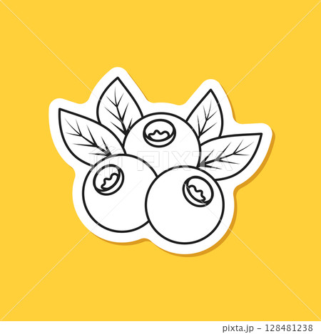 Blueberry fruit paper sticker icon in flat style. Bilberry vector illustration on isolated background. Sweet berry sign business concept. 128481238