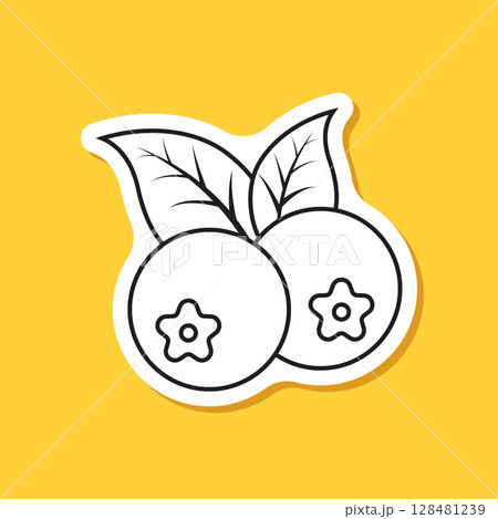 Blueberry fruit paper sticker icon in flat style. Bilberry vector illustration on isolated background. Sweet berry sign business concept. Blueberry fruit paper sticker icon in flat style. Bilberry vector illustration on isolated background. Sweet berry sign business concept. 128481239