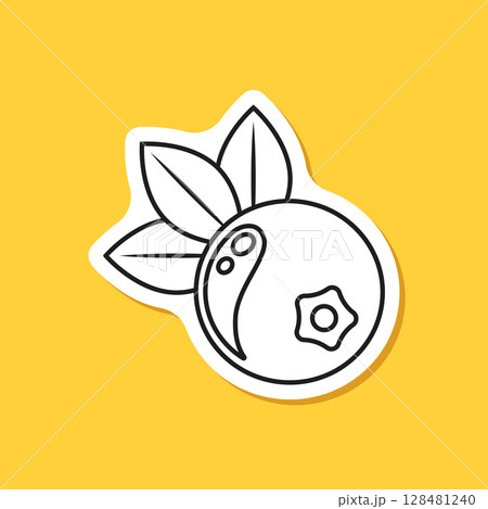Blueberry fruit paper sticker icon in flat style. Bilberry vector illustration on isolated background. Sweet berry sign business concept. Blueberry fruit paper sticker icon in flat style. Bilberry vector illustration on isolated background. Sweet berry sign business concept. 128481240