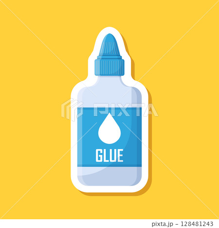 Glue icon paper sticker in flat style. School stationery vector illustration on isolated background. Office supply sign business concept. 128481243