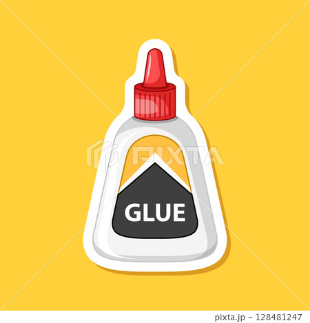 Glue icon paper sticker in flat style. School stationery vector illustration on isolated background. Office supply sign business concept. 128481247