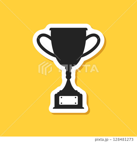 Trophy cup paper sticker icon in flat style. Award prize vector illustration on isolated background. Champion sports event sign business concept. Trophy cup paper sticker icon in flat style. Award prize vector illustration on isolated background. Champion sports event sign business concept. 128481273