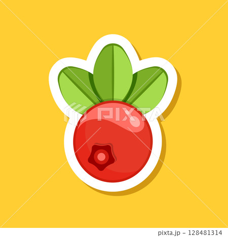Cranberry fruit sticker icon in flat style. Lingonberry poster vector illustration on isolated background. Fresh berry sign business concept. Cranberry fruit sticker icon in flat style. Lingonberry poster vector illustration on isolated background. Fresh berry sign business concept. 128481314