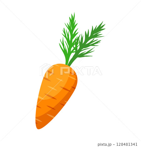 Carrot vegetable icon in flat style. Healthy food vector illustration on isolated background. Natural meal sign business concept. 128481341