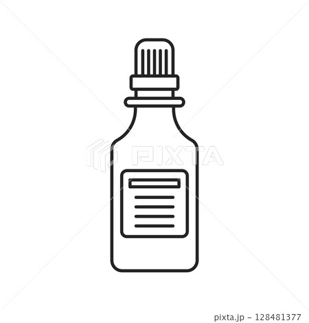 Pill icon in flat style. Drug vector illustration on isolated background. Medicine pharmacy sign business concept. 128481377
