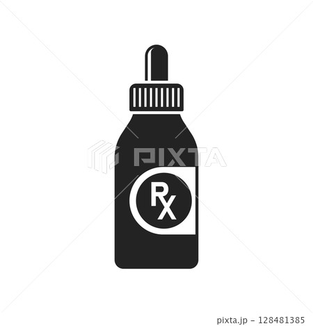 Pill icon in flat style. Drug vector illustration on isolated background. Medicine pharmacy sign business concept. 128481385