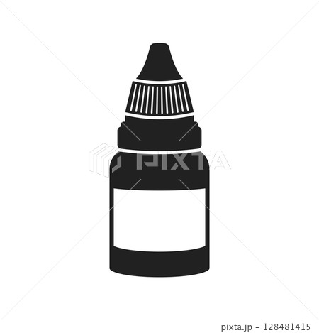 Pipette with oil drop icon in flat style. Dropper bottle vector illustration on isolated background. Medical tube sign business concept. 128481415
