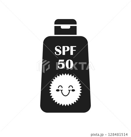 Sunscreen cream icon in flat style. Skin protection vector illustration on isolated background. Skincare pharmacy sign business concept. 128481514