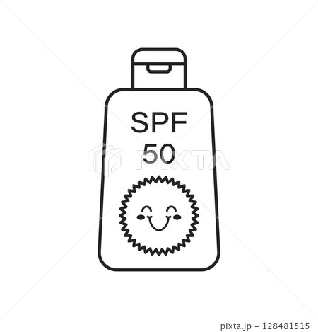 Sunscreen cream icon in flat style. Skin protection vector illustration on isolated background. Skincare pharmacy sign business concept. 128481515