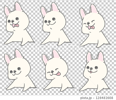 Icon set of French bulldogs sticking out their tongues (white) Icon set of French bulldogs sticking out their tongues (white) 128481608