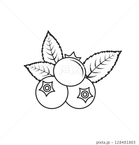Blueberry fruit icon in flat style. Bilberry vector illustration on isolated background. Sweet berry sign business concept. 128481803
