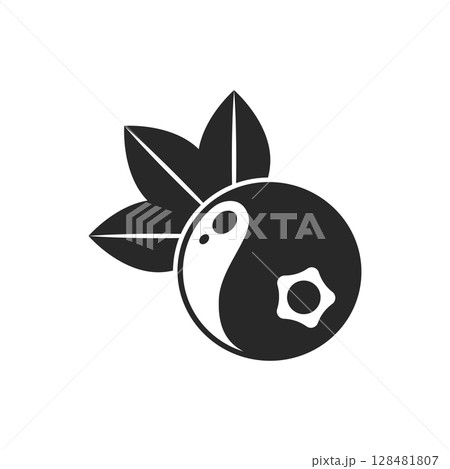 Blueberry fruit icon in flat style. Bilberry vector illustration on isolated background. Sweet berry sign business concept. 128481807