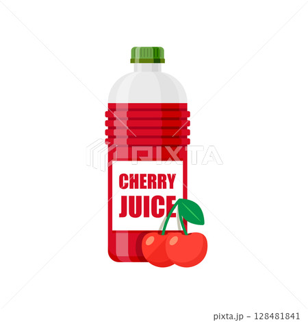 Cherry juice collection in flat style. Cherries drink vector illustration on isolated background. Healthy cocktail sign business concept. Cherry juice collection in flat style. Cherries drink vector illustration on isolated background. Healthy cocktail sign business concept. 128481841