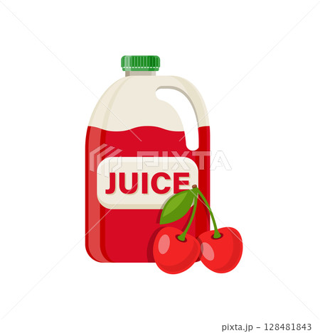 Cherry juice collection in flat style. Cherries drink vector illustration on isolated background. Healthy cocktail sign business concept. Cherry juice collection in flat style. Cherries drink vector illustration on isolated background. Healthy cocktail sign business concept. 128481843