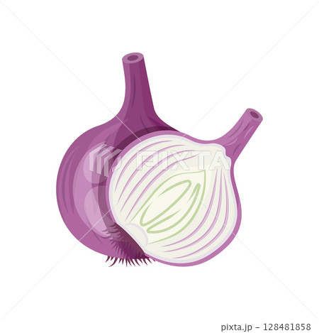 Onion icon in flat style. Organic vegetable vector illustration on isolated background. Healthy food sign business concept. Onion icon in flat style. Organic vegetable vector illustration on isolated background. Healthy food sign business concept. 128481858