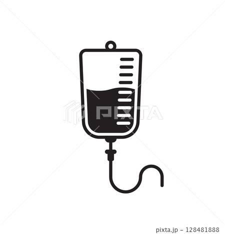 Blood bag icon in flat style. Medical care vector illustration on isolated background. Blood donation sign business concept. 128481888