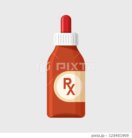 Pill icon in flat style. Drug vector illustration on isolated background. Medicine pharmacy sign business concept. Pill icon in flat style. Drug vector illustration on isolated background. Medicine pharmacy sign business concept. 128481909