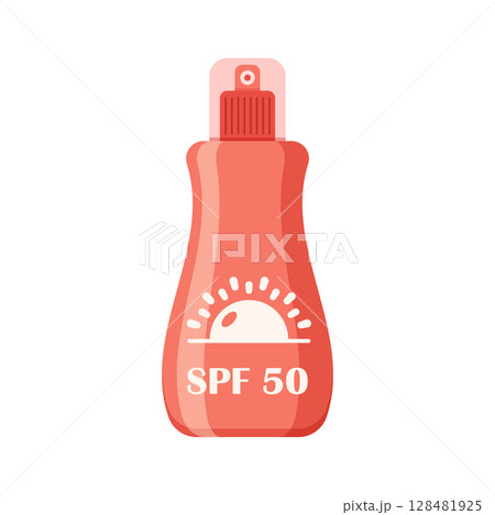 Sunscreen cream icon in flat style. Skin protection vector illustration on isolated background. Skincare pharmacy sign business concept. 128481925