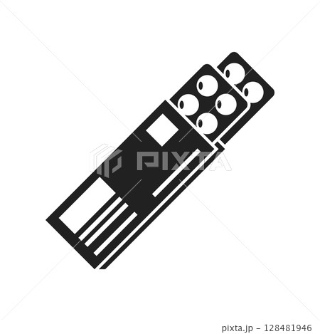 Pill icon in flat style. Drug vector illustration on isolated background. Medicine pharmacy sign business concept. Pill icon in flat style. Drug vector illustration on isolated background. Medicine pharmacy sign business concept. 128481946