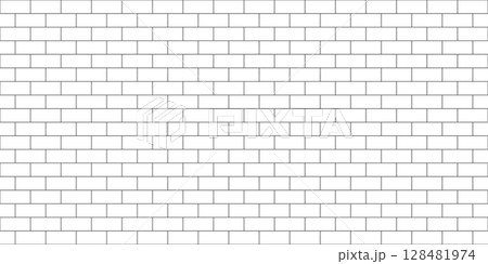 Brick wall seamless pattern. House wall brick stone background. White wallpaper texture. Building tile surface. Rectangle blocks seamless pattern. Vintage abstract vector illustration 128481974