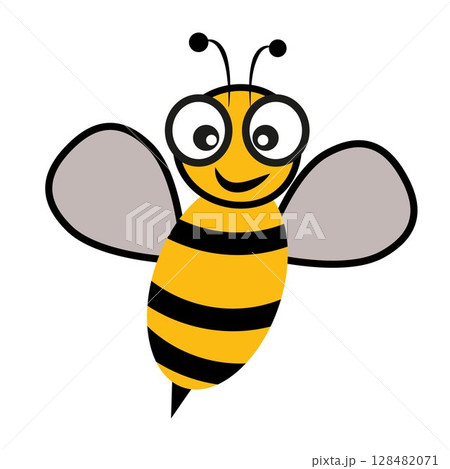Lovely simple design of a cartoon yellow and black bee on a white background eps 10 Lovely simple design of a cartoon yellow and black bee on a white background eps 10 128482071