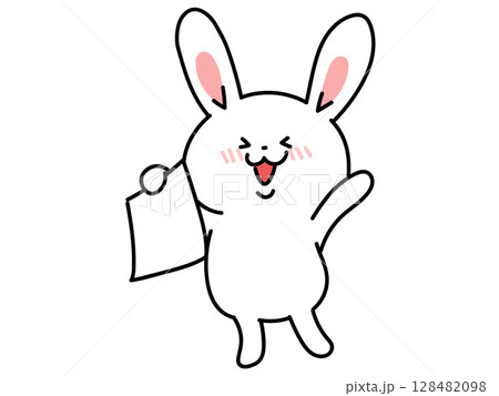 うれしい通知を受け取ったうさぎさん うれしい通知を受け取ったうさぎさん 128482098