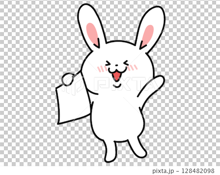 うれしい通知を受け取ったうさぎさん うれしい通知を受け取ったうさぎさん 128482098