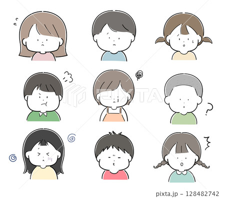 幼い子どもたちのいろんな表情セット 128482742