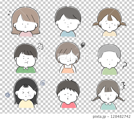 幼い子どもたちのいろんな表情セット 128482742