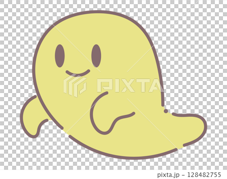 微笑的黃色鬼魂插圖 128482755