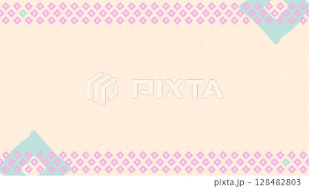 鹿の子柄の背景フレームイラスト素材 128482803
