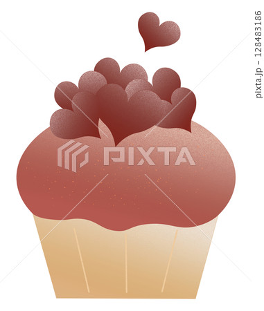ハートのカップケーキ 128483186