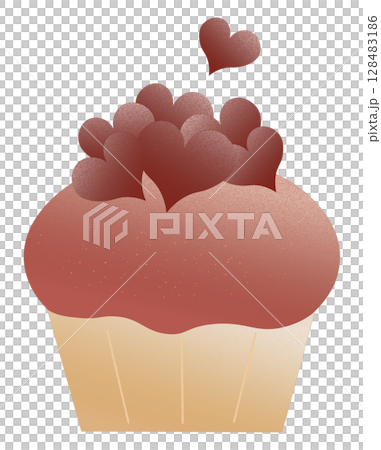 ハートのカップケーキ 128483186