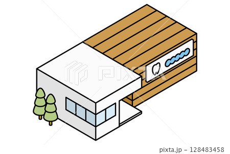 歯医者のシンプルな線画アイソメトリックイラスト 128483458