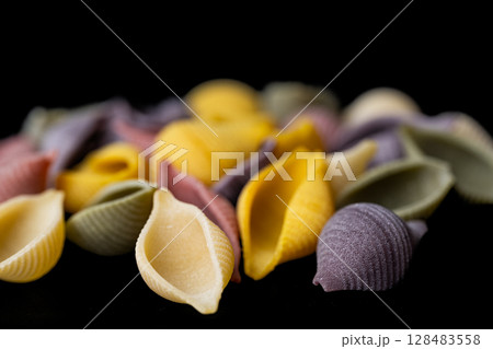colored pasta shells colored pasta shells 128483558