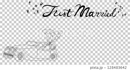 婚禮邀請卡設計，汽車婚禮，汽車，氣球 128483642