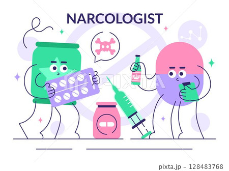 Narcologist Vector Illustration Featuring Drug Addiction Awareness and Issues Related to Alcohol and Tobacco in Healthcare with a Cute Flat Background 128483768