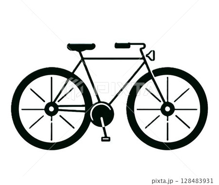 シンプルな自転車のイラストとホワイトバック シンプルな自転車のイラストとホワイトバック 128483931