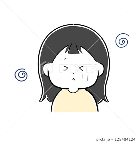 不調を感じている女の子のイラスト 128484124