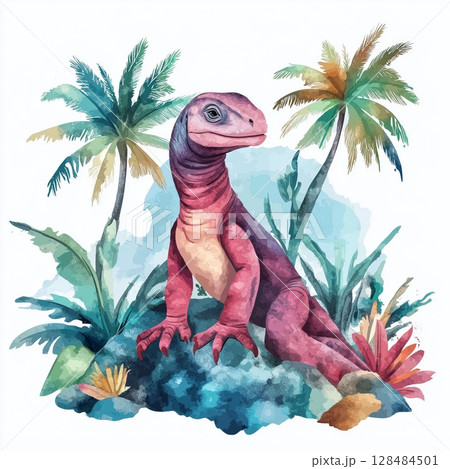 Galapagos Islands. Galapagos Islands hand drawn watercolor illustration Galapagos Islands. Galapagos Islands hand drawn watercolor illustration 128484501