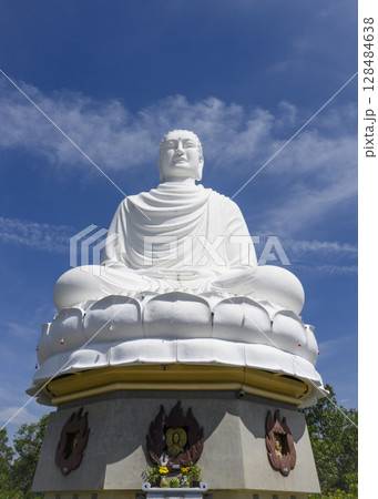 A 14-meter Buddha statue sits on a lotus pedestal at Long Son Pagoda 128484638