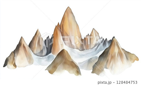 Mount Fitz Roy. Mount Fitz Roy hand drawn watercolor illustration 128484753