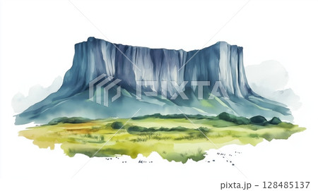 Mount Roraima. Mount Roraima hand drawn watercolor illustration 128485137