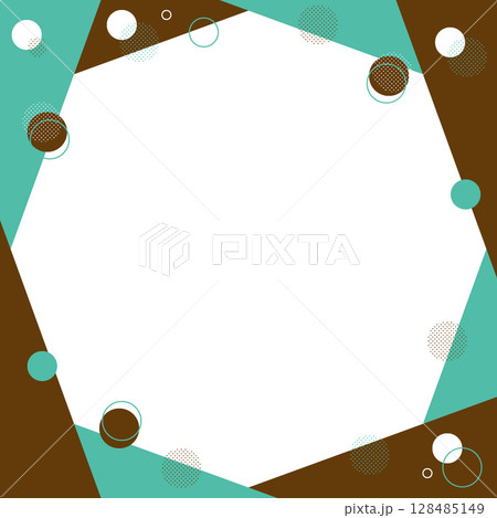 はじける泡のフレーム 装飾素材 幾何学模様 ポップで明るい チョコミント 白 スイーツ 128485149
