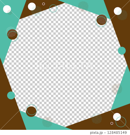 はじける泡のフレーム 装飾素材 幾何学模様 ポップで明るい チョコミント 白 スイーツ 128485149