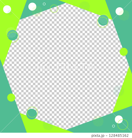 Frame of popping bubbles, decorative material, geometric pattern, pop and bright, green, yellow-green, white, fresh green, May, spring 128485162