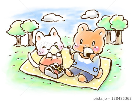 くまくんとねこちゃんの遠足 くまくんとねこちゃんの遠足 128485362
