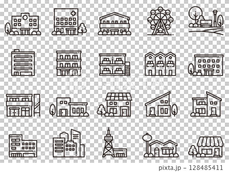 住宅・建築アイコン07　Housing & Architecture icons 128485411