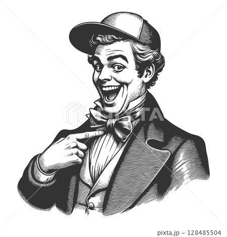 Surprised Man in Bow Tie Cap vector illustration 128485504